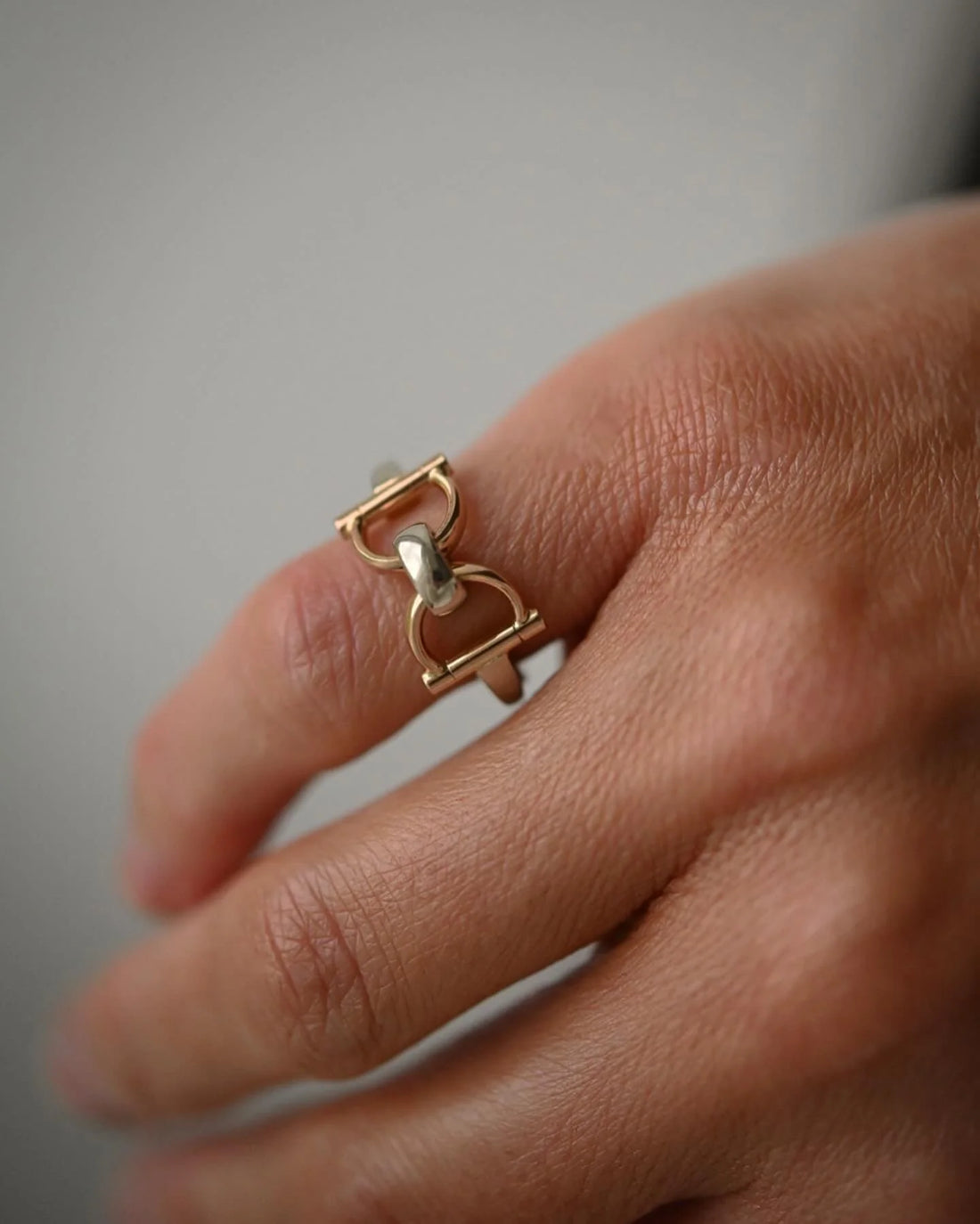 Vintage Two Tone Bridle Ring 18K Gold Denmark