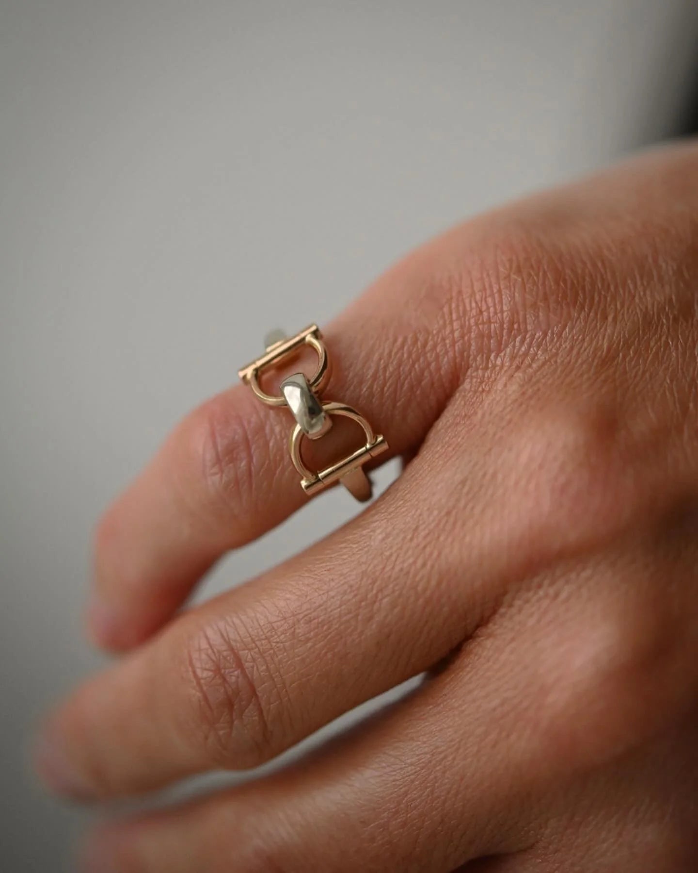 Vintage Two Tone Bridle Ring 18K Gold Denmark
