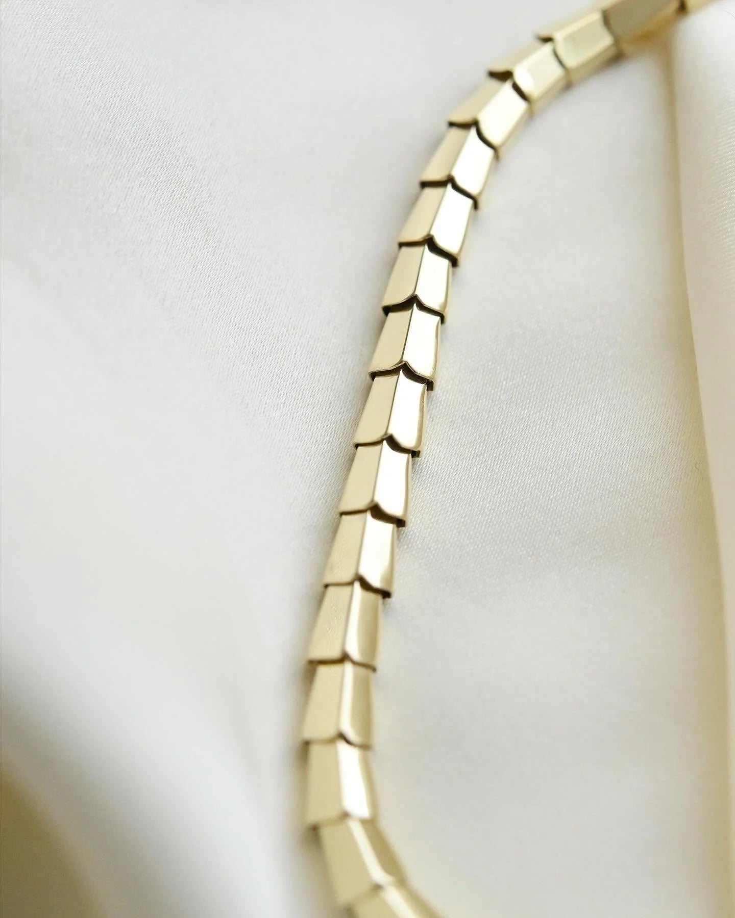Brilliant Flexible Snake Necklace Danish Vintage 14K Gold 1970s