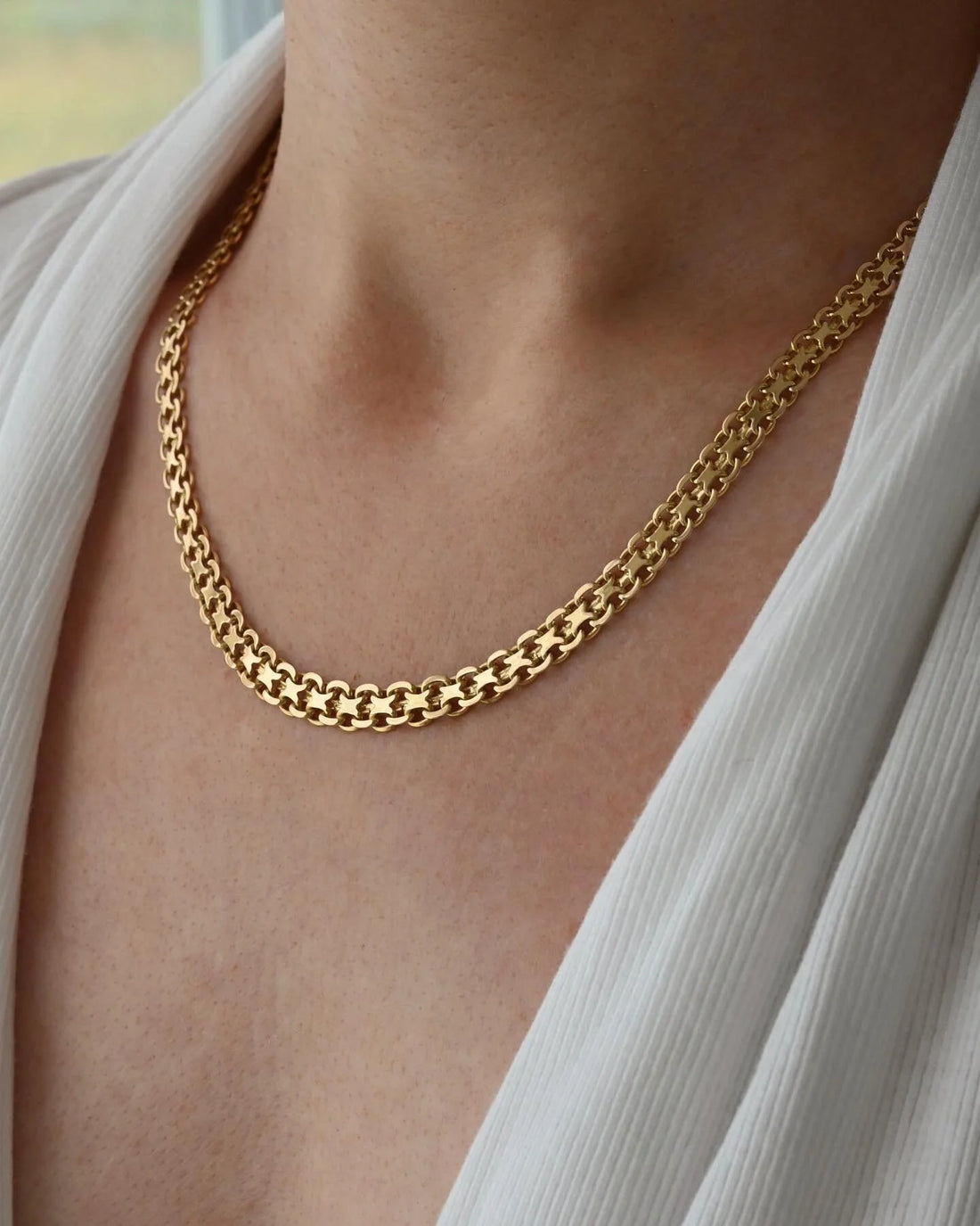 Swedish Vintage Star X Link Necklace 18K Gold 1953
