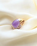 Superb Vintage Lavendar Dream Cocktail Ring Jade Amethyst 14K Gold