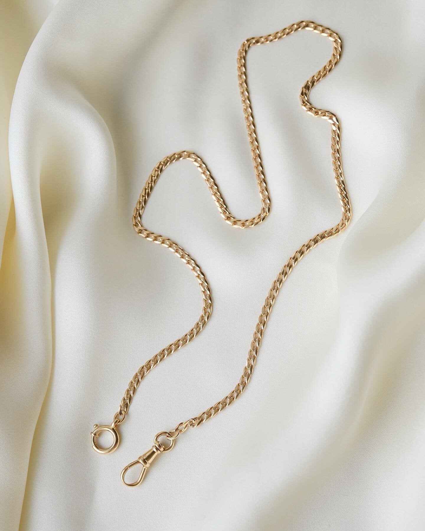 Rare 19 Inches Antique Watch Chain 18K Gold