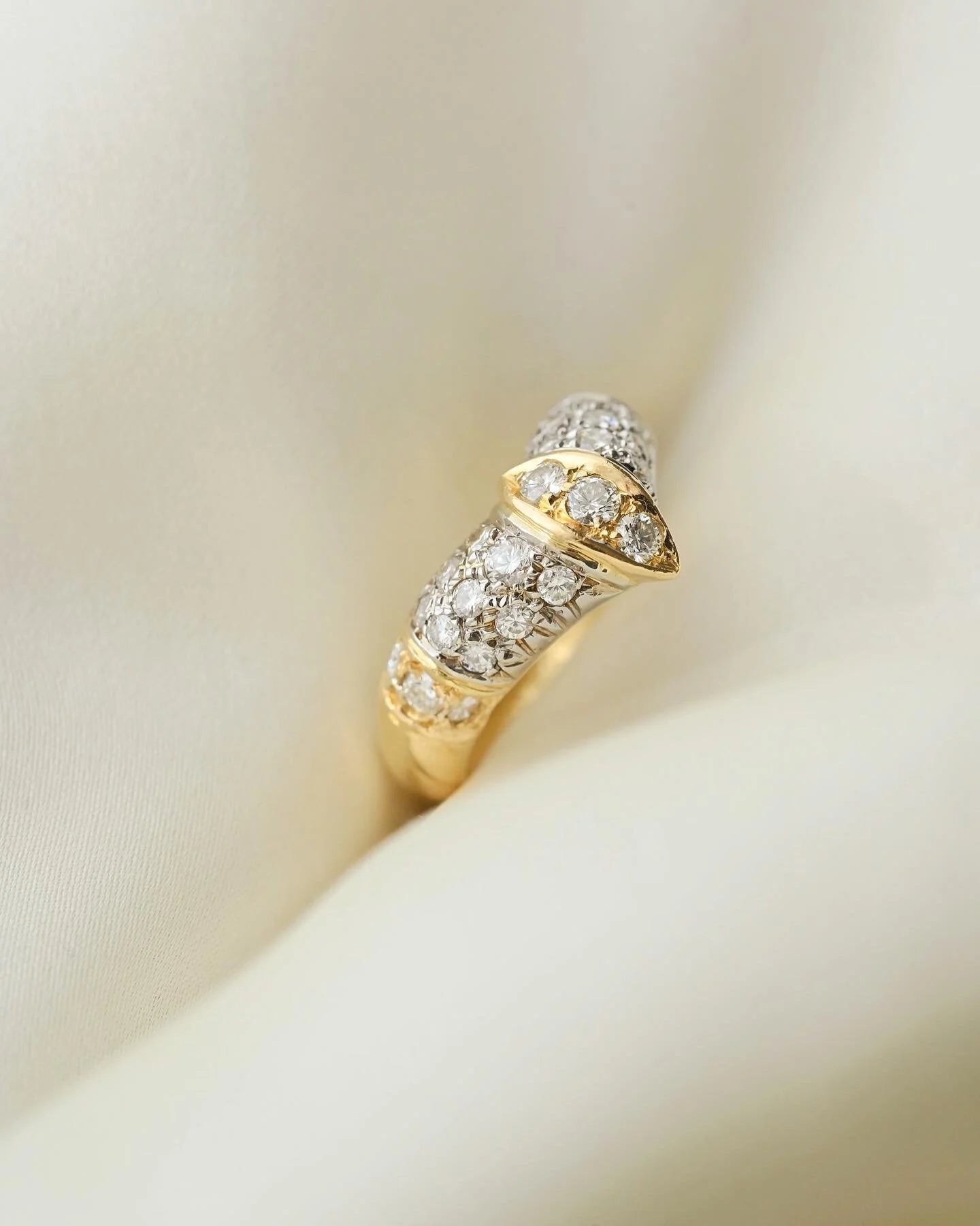From Personal Collection 0.95 Carats 6.5 Grams Diamond Chevron Ring 18K Gold