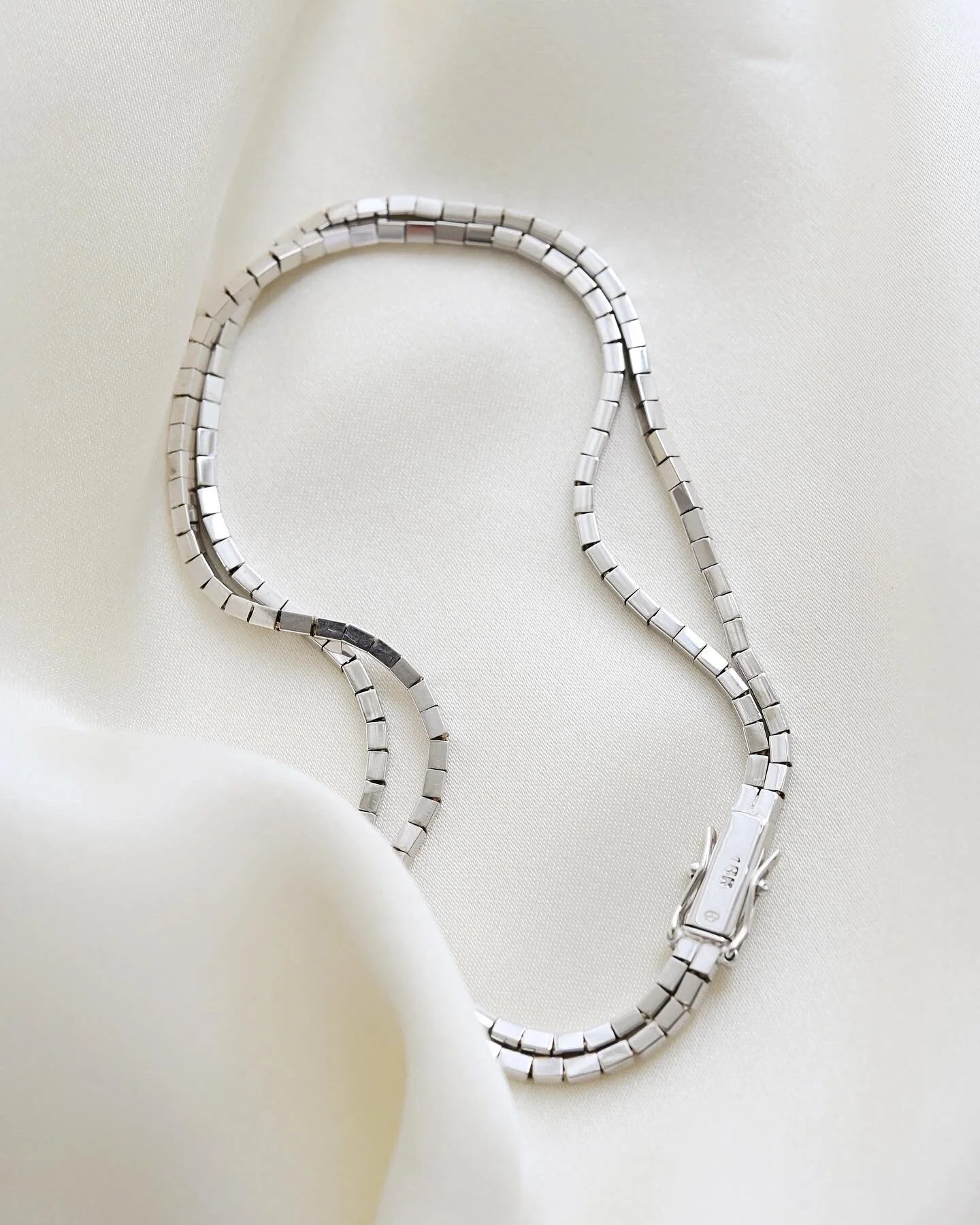 Sparkly White Gold Double Row Bracelet 18K Gold