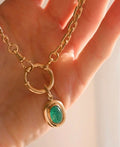 Beautiful Big Juicy Natural Emerald Vintage Pendant 18K Gold 1970s