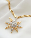 Stunning Diamond Sun Pendant 18K Gold
