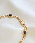Amazing Star Sapphire Cabochon Vintage Curb Bracelet 18K Gold