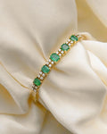 Magical Vintage Emerald and Diamond Bracelet 18K Gold 1970s