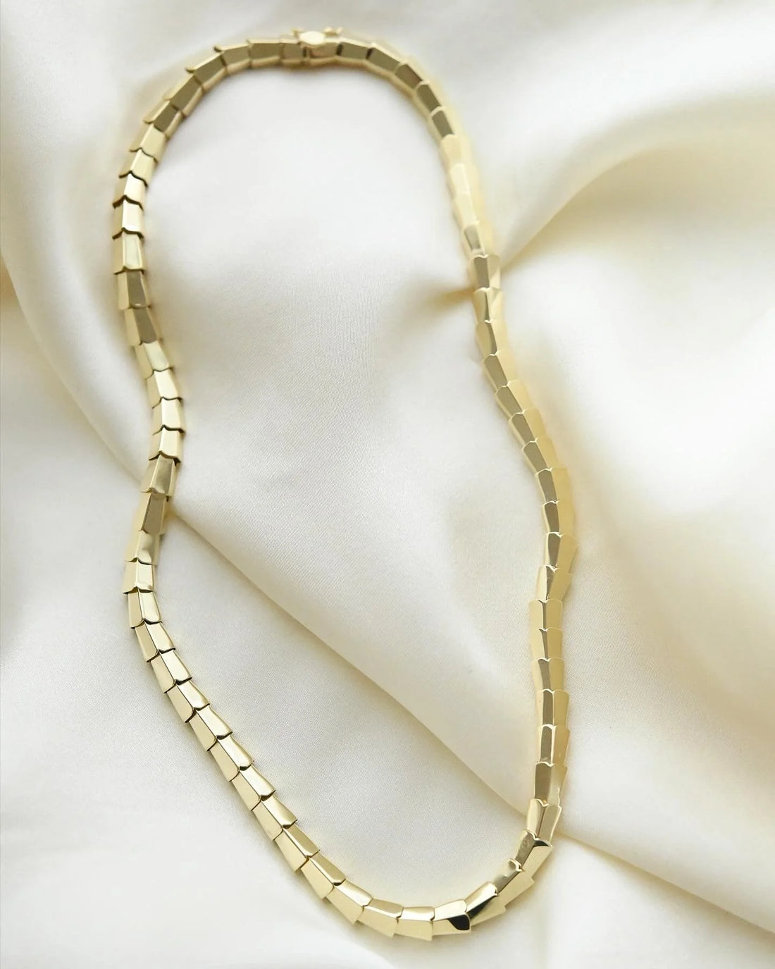 Brilliant Flexible Snake Necklace Danish Vintage 14K Gold 1970s