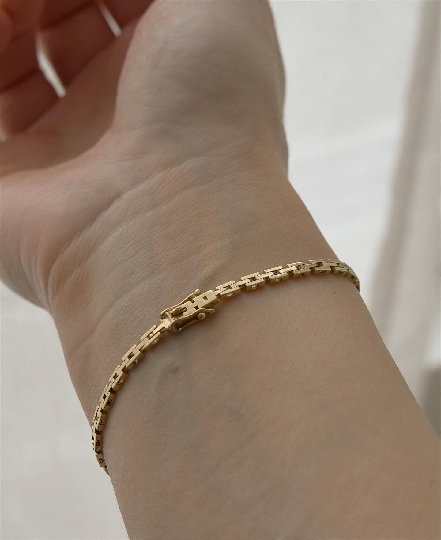 Baby Brick Link Bracelet 14K Gold 1950s
