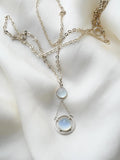 Ethereal Magical Moonstone Silver Vintage Pendant w Chain
