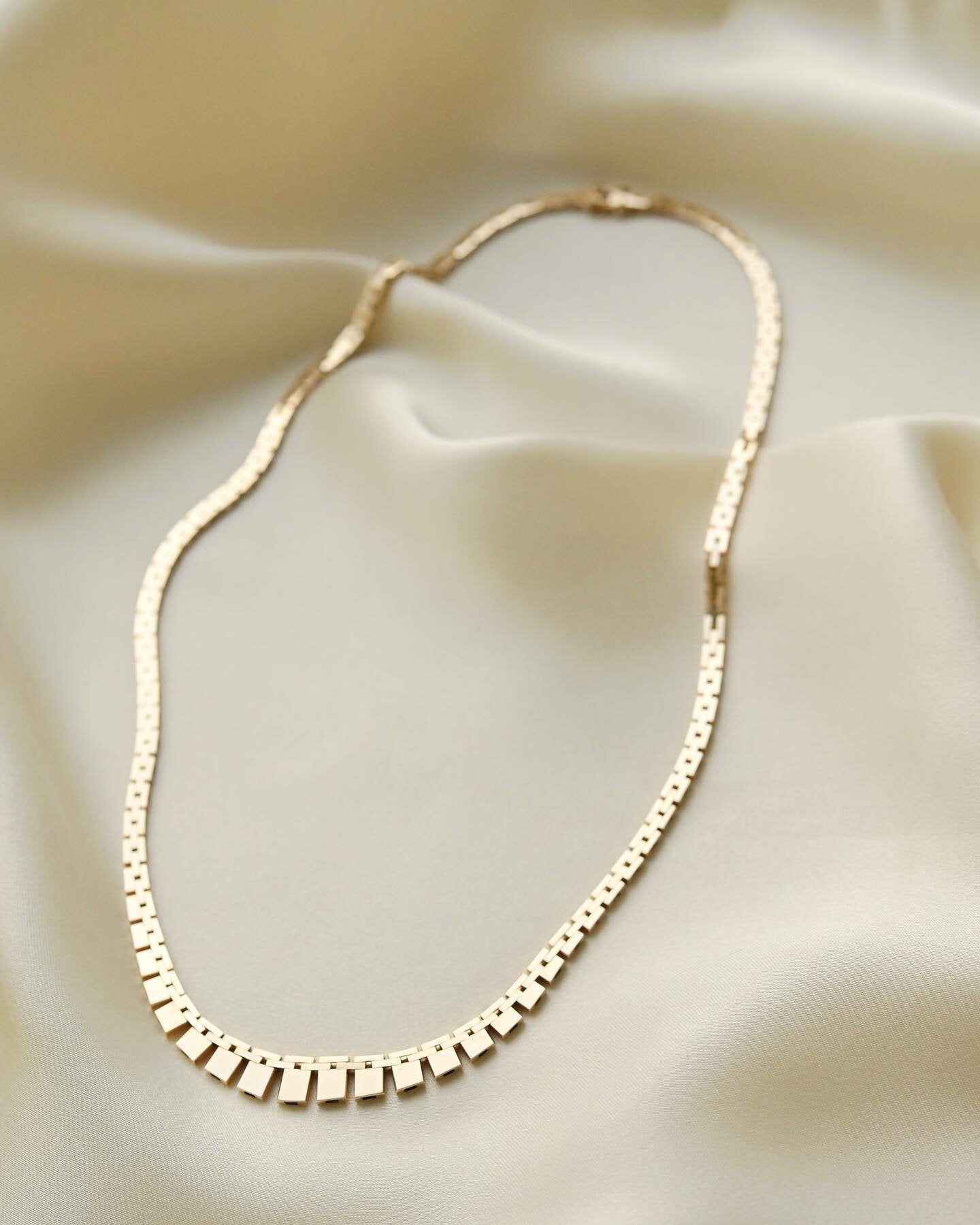 Vintage Baby Brick Link Necklace 17 Inches 14K Gold