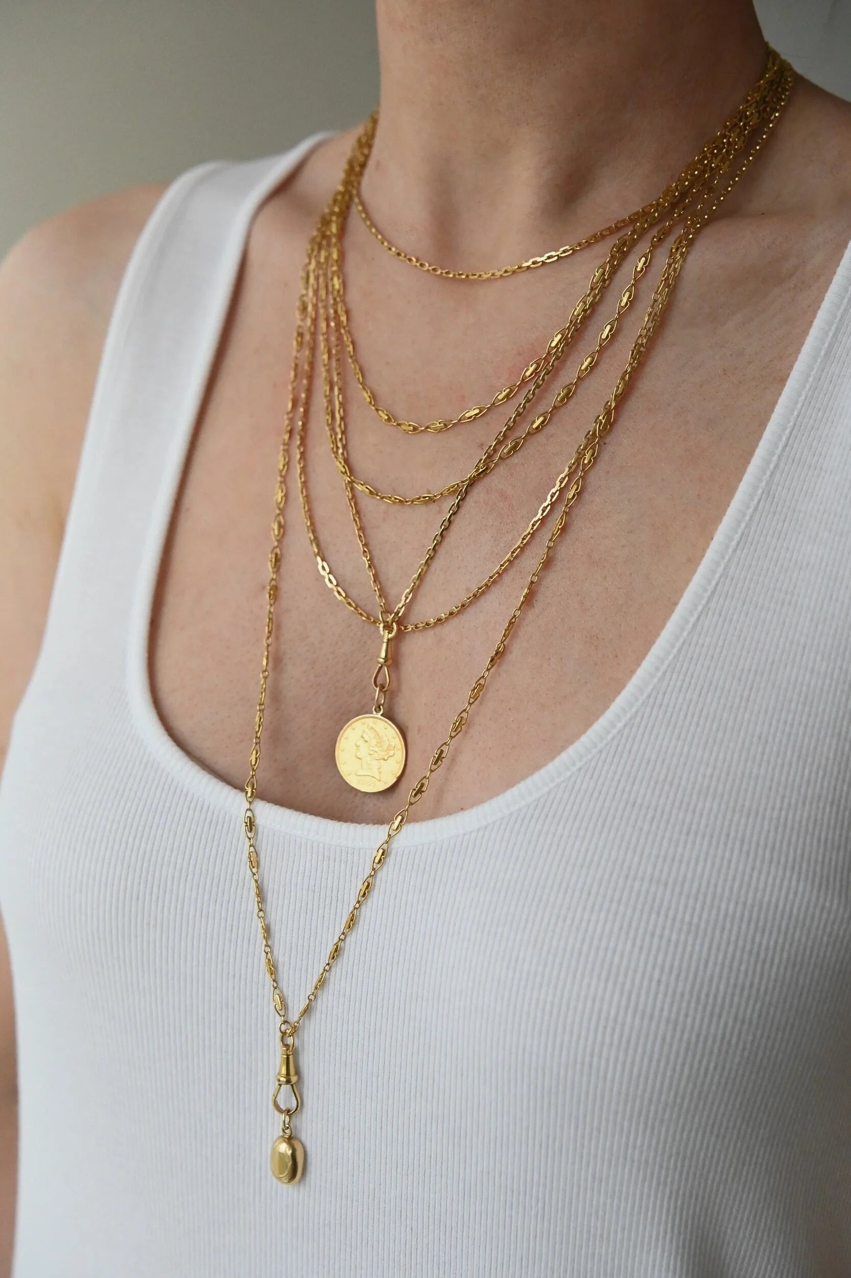 Extraordinary Rare 67.7 Inches Long Guard Chain Antique 18K Gold