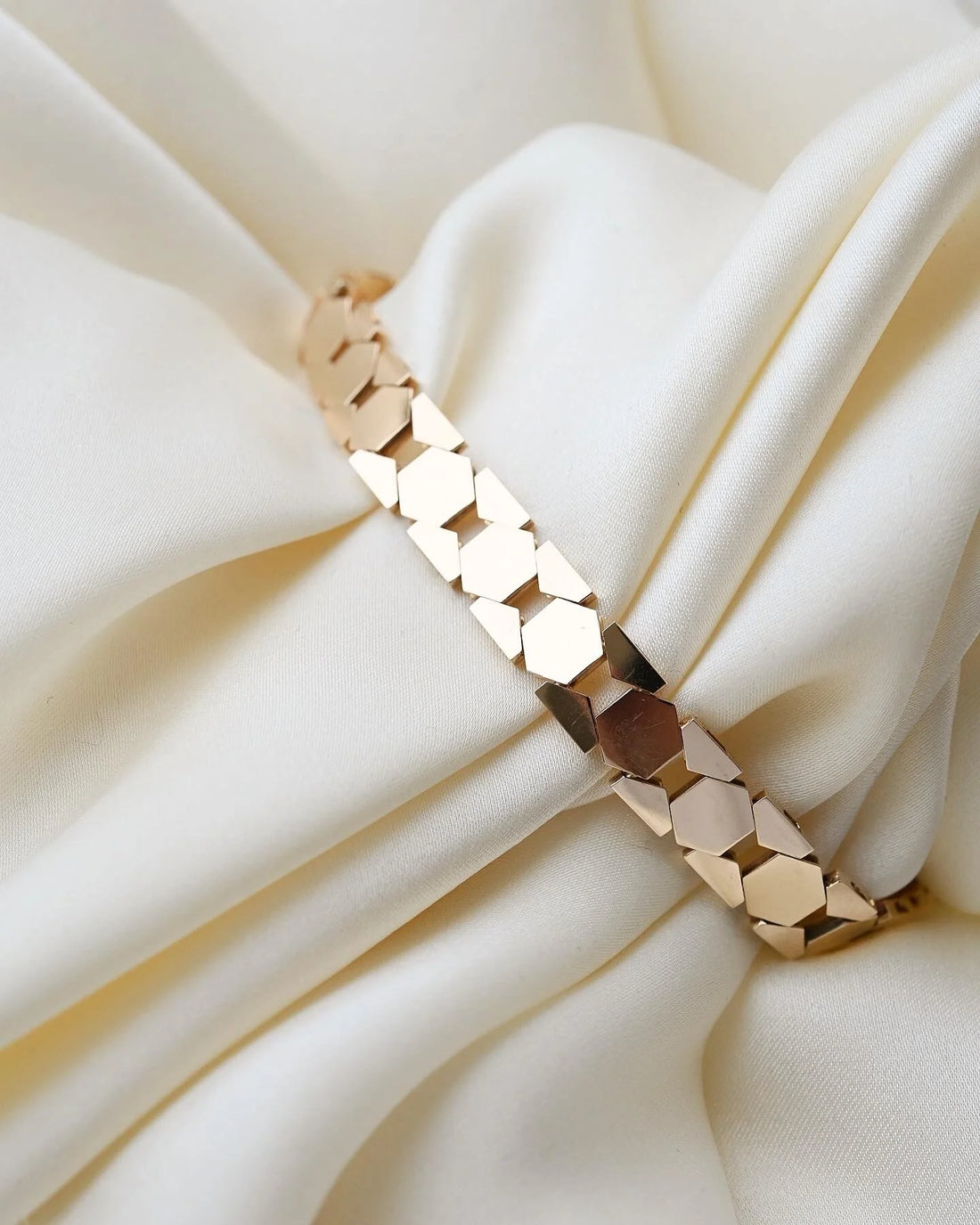 Rare Danish Mid Century Link Bracelet 14K Gold 1970