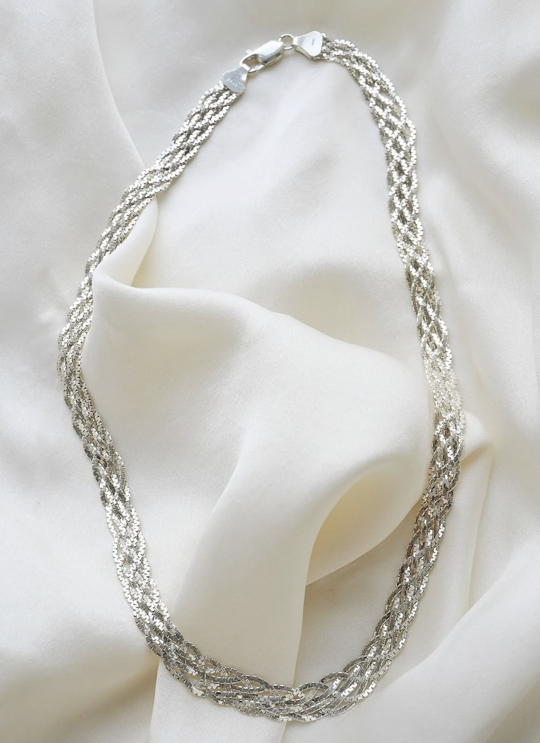 Gorgeous Vintage Sterling Silver Braided Necklace