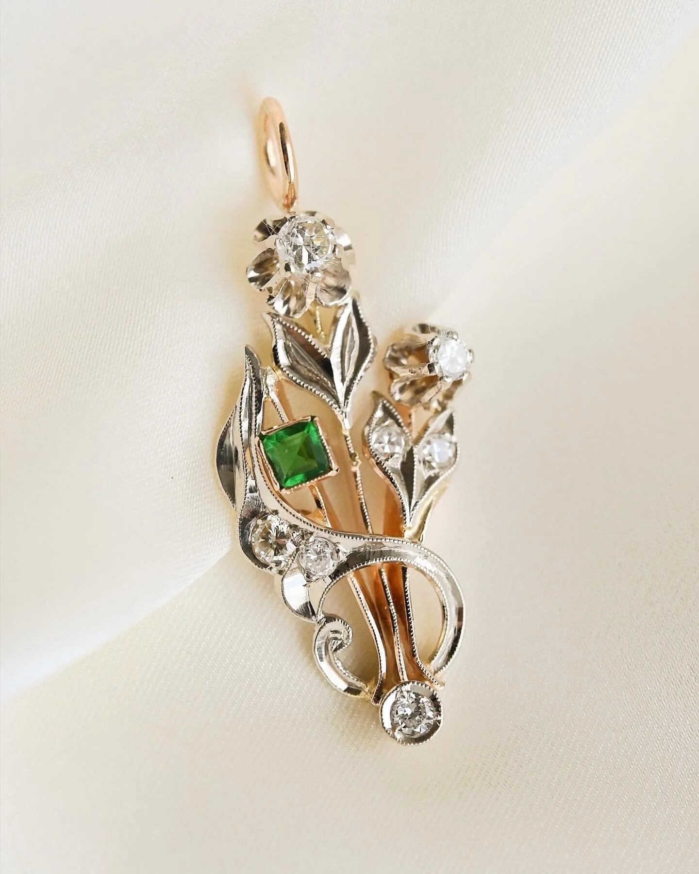 Antique Converted Giardinetti w Diamonds and Paste 14K Gold and Silver
