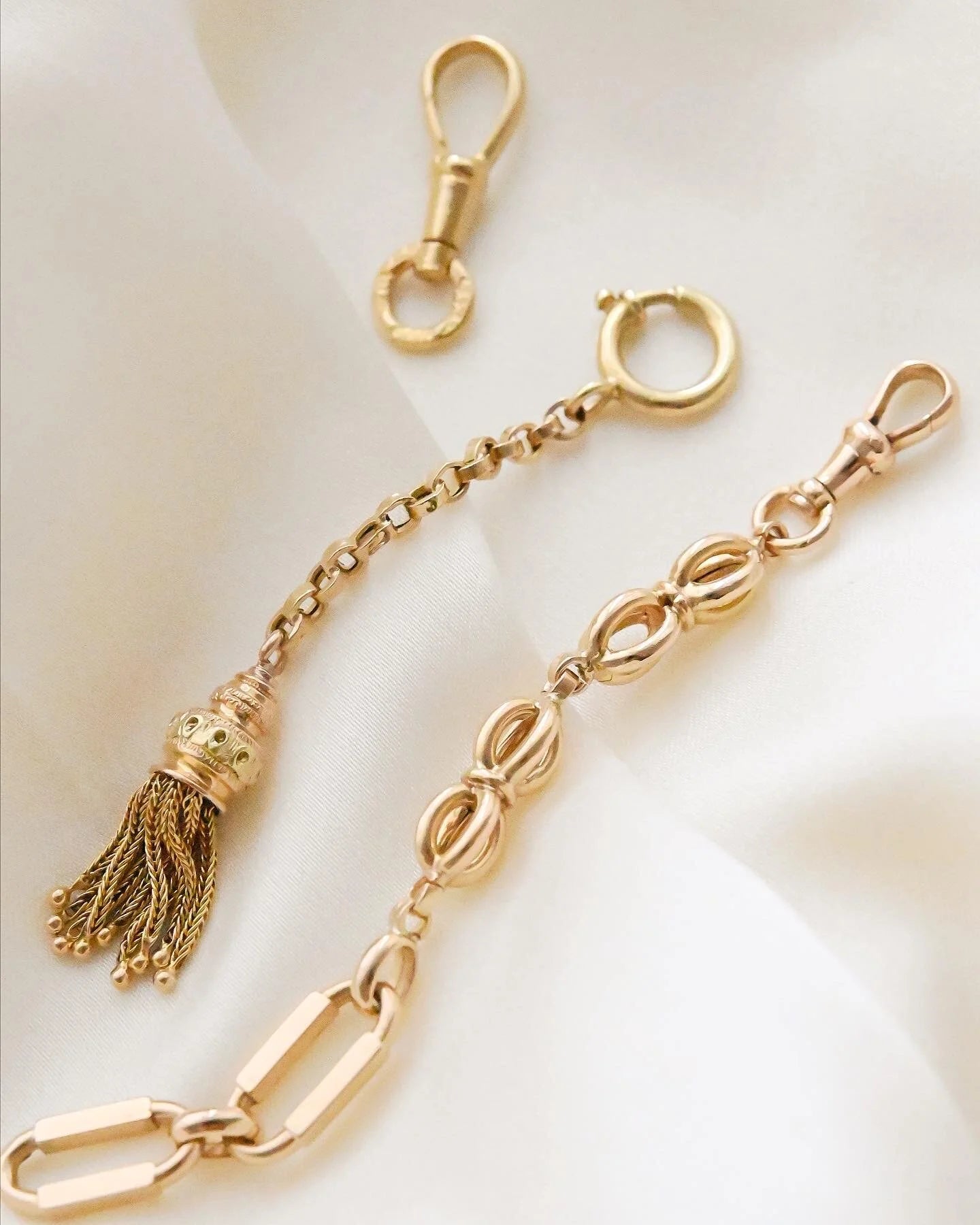 Antique Bits and Bops Dog Clip Loop Clasp Extender 18K Gold