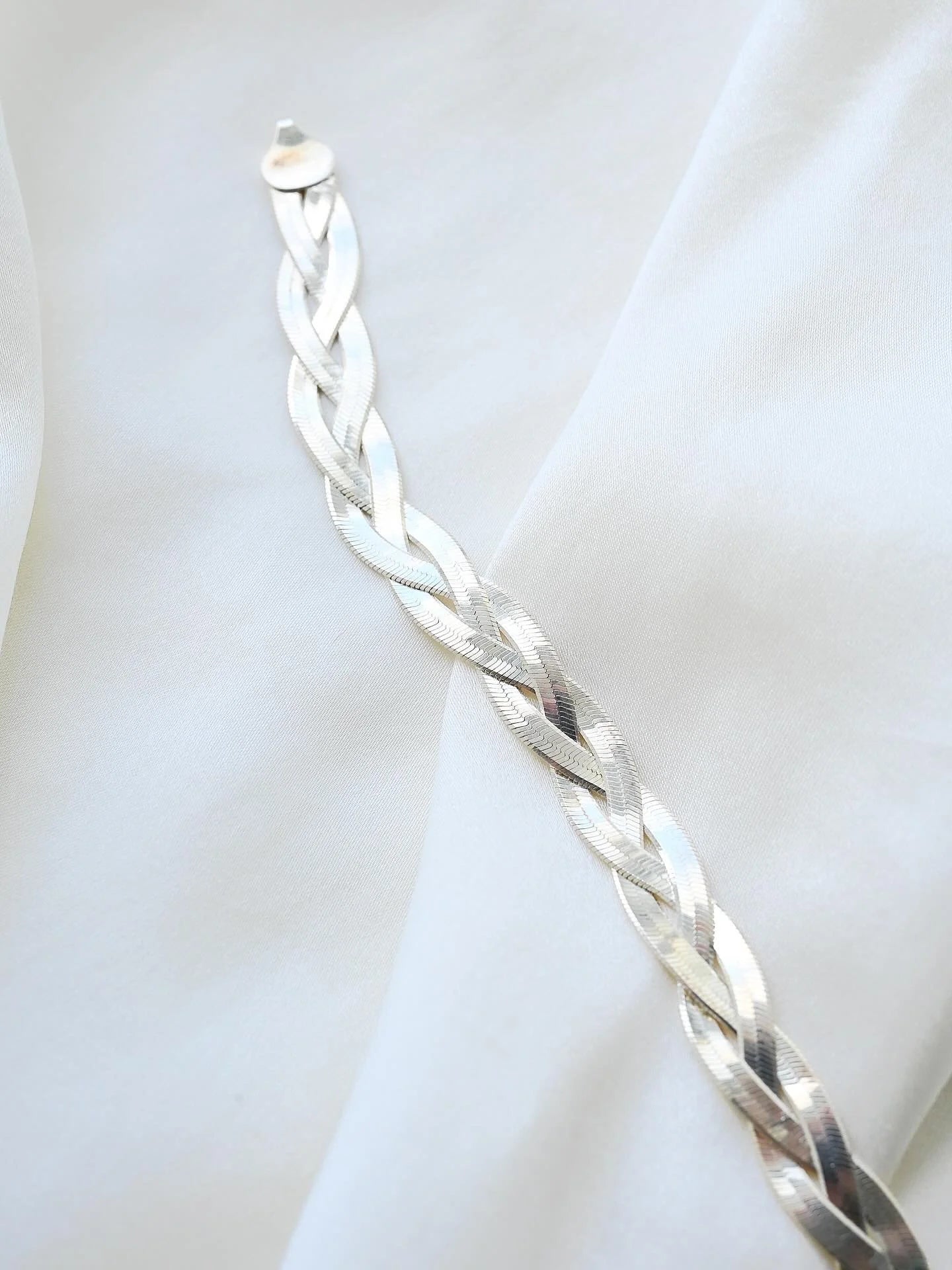 Gorg Vintage Silver Braided Florentine Pattern Bracelet Sterling Silver Denmark Mid 1900s