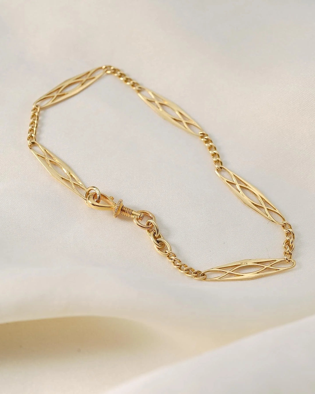 Antique Watch Chain Bracelet 18K Gold 1920s Sweden