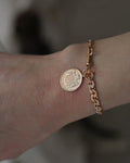 Antique Watch Chain Bracelet w Danish Coin 18-22K Gold 1913