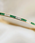 Stunning Carré Cut Emerald x Diamond Vintage Bangle 14K Gold