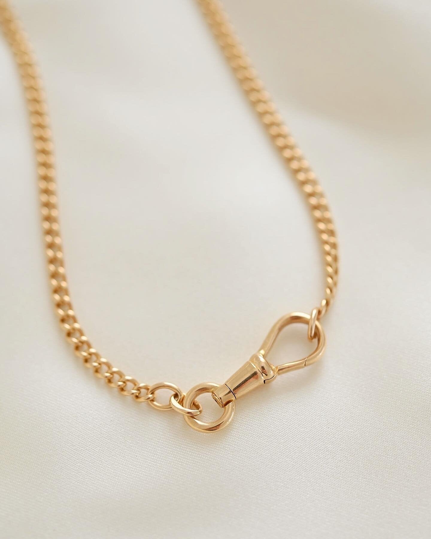 Long Antique 18.4 Inches Swedish Watch Chain 18K Gold