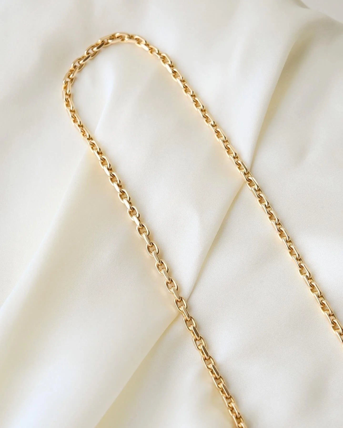 Ultra Long Danish Vintage Anchor Chain 14K Gold