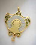 Out Of This World Amazing Pliqué A Jour Enamel Pendant 18K Gold 1910s