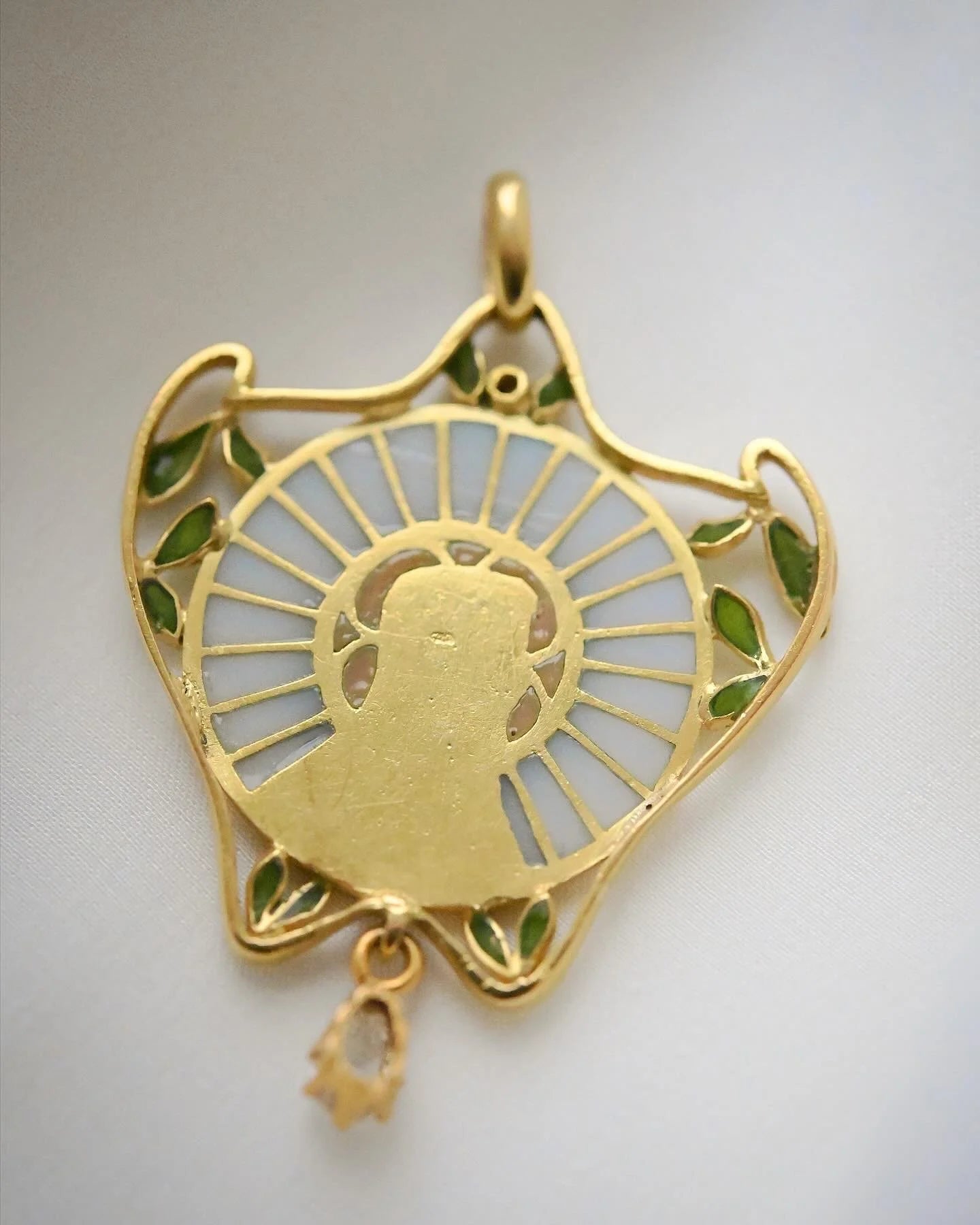 Out Of This World Amazing Pliqué A Jour Enamel Pendant 18K Gold 1910s