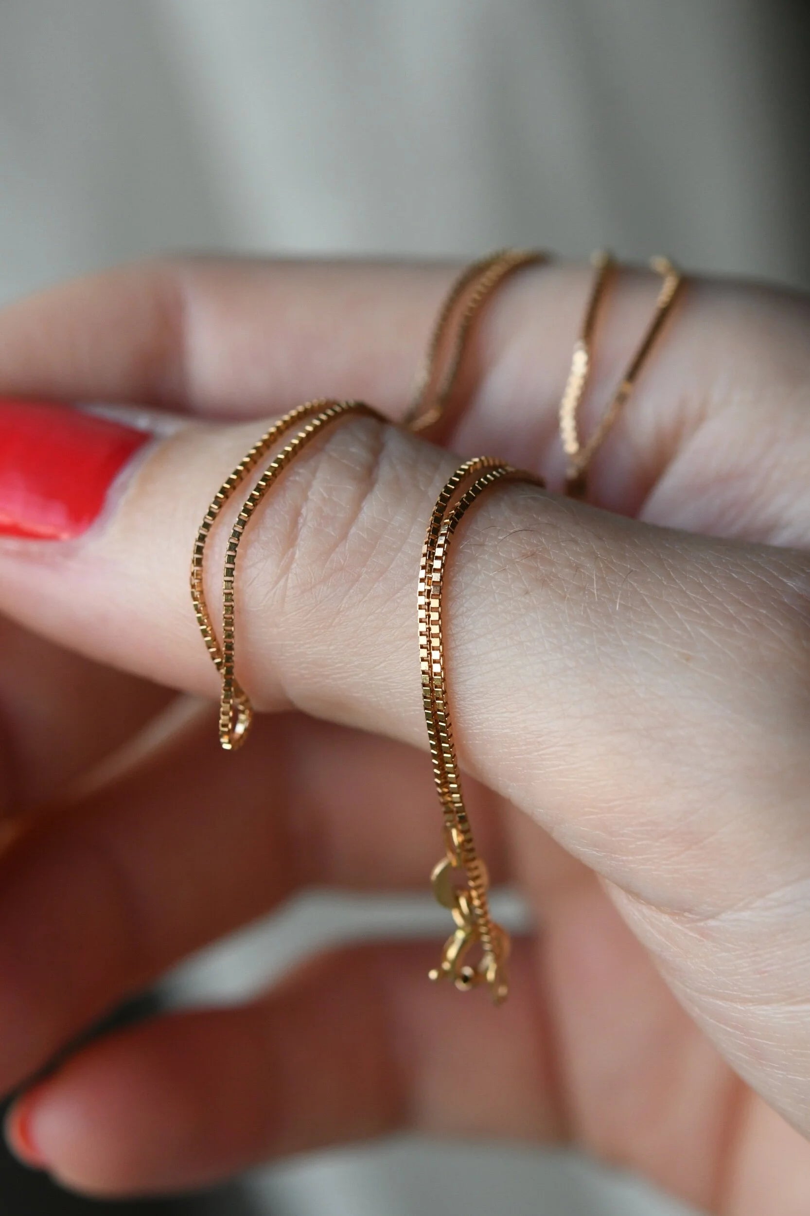 Free shipping! Vintage Box Chain 18K Rose Gold