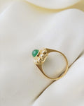 Luxurious English Vintage Ring Emerald x Diamond 18K Gold 1980
