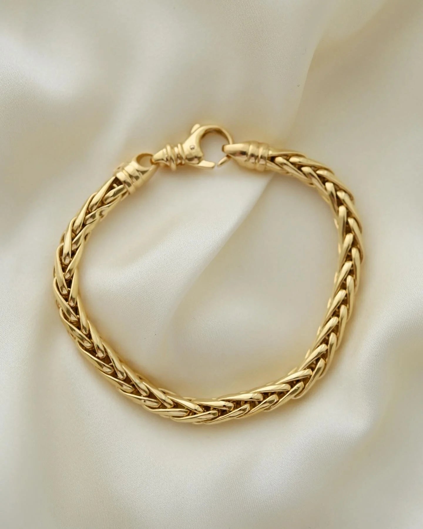 Gorgeous Vintage Wheat Link Bracelet 18K Gold