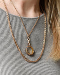 Ultra Long Antique Chain w Dog Clip and Slider 14K