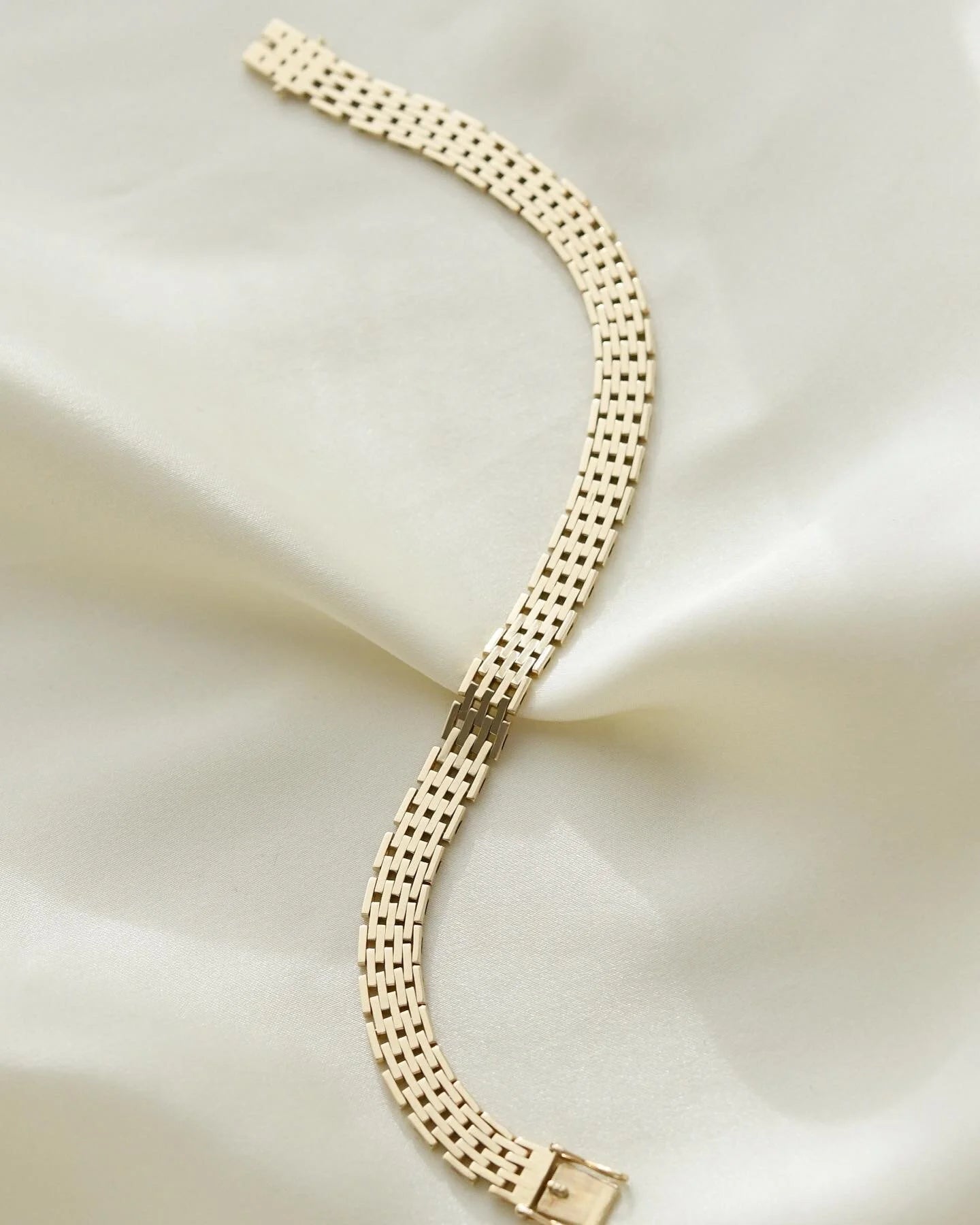 Stunning Danish Vintage Brick Link Bracelet 14K Gold