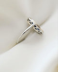 Big Antique Art Deco Ring w Opal and Diamonds 18K White Gold