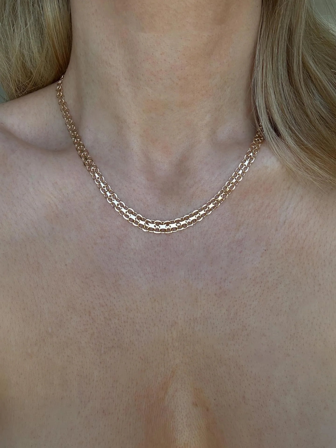 Gorg Vintage Star Link Necklace 18K Gold 1970s