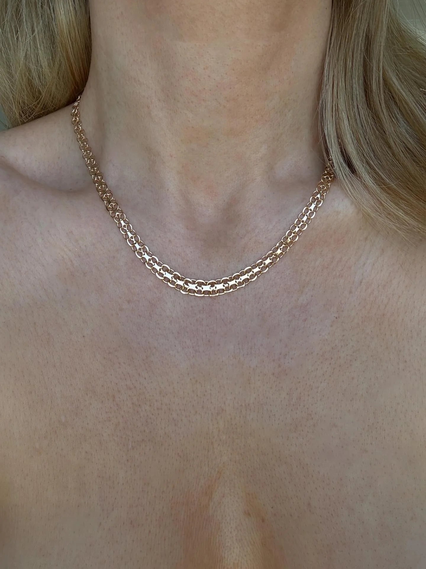 Gorg Vintage Star Link Necklace 18K Gold 1970s