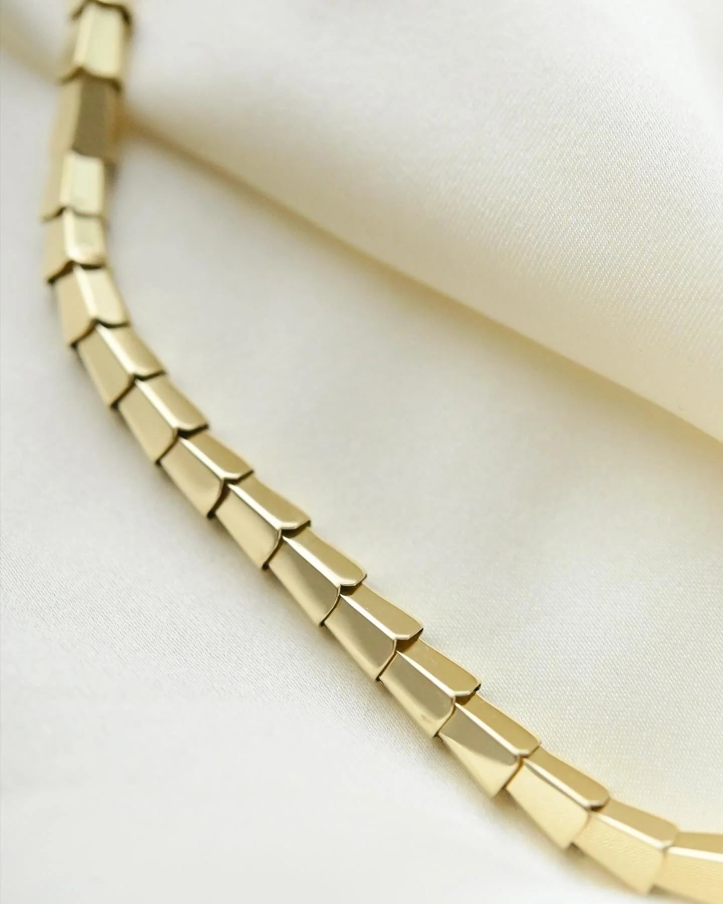 Brilliant Flexible Snake Necklace Danish Vintage 14K Gold 1970s