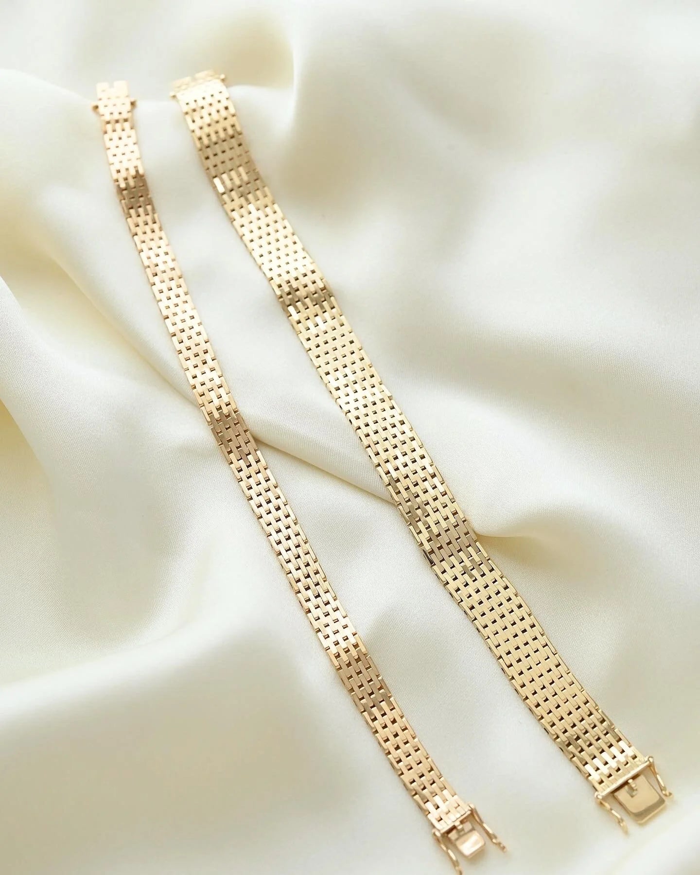 Sublime Wide Brick Link Bracelet 14K Gold