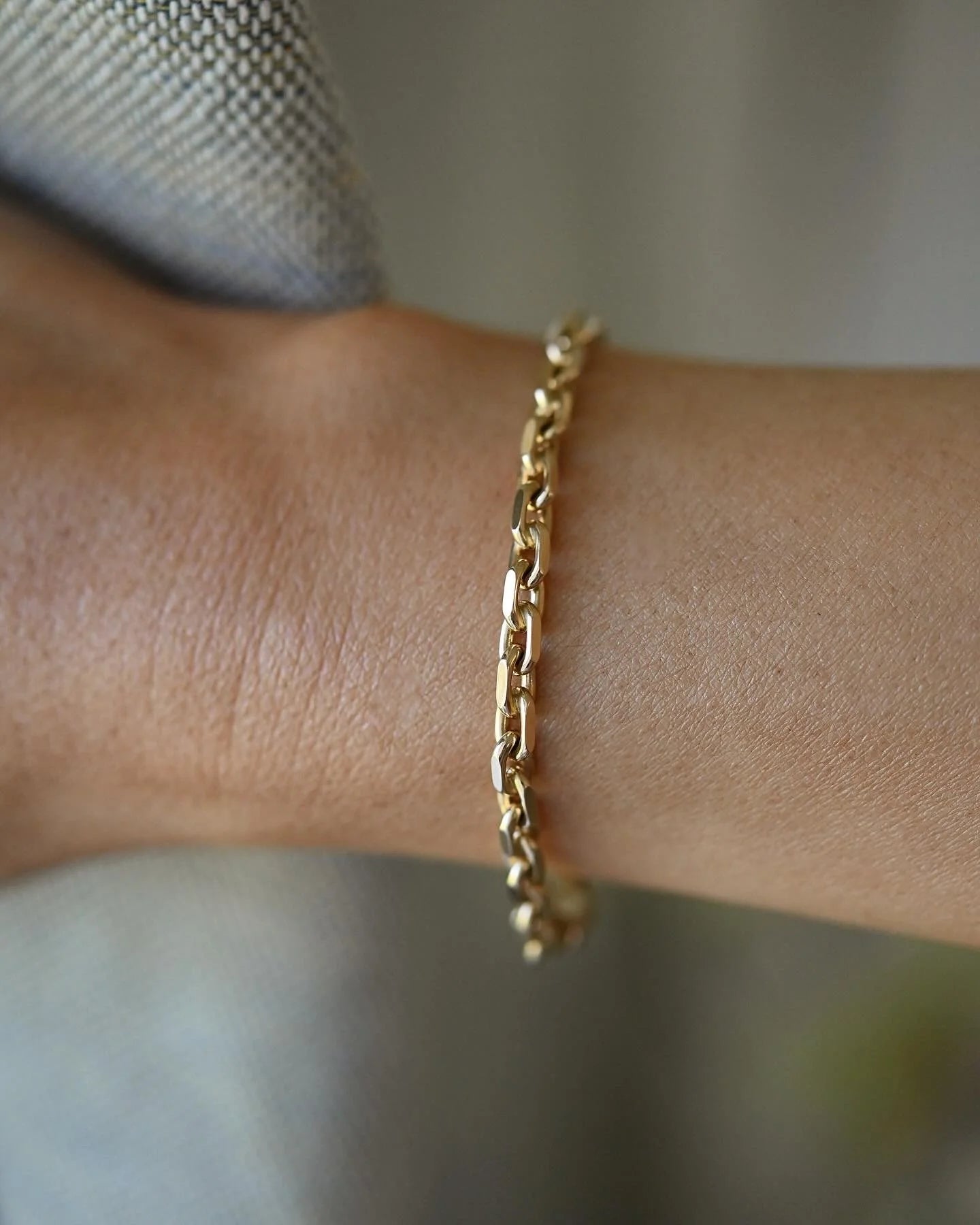 Outstanding Perfect Danish Vintage Biker Link Bracelet 14K Gold 1980