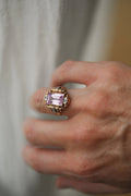 Antique Bubblegum Pink Sapphire Ring 18K Gold 1930s