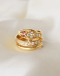 Extraordinary Beautiful Italian Serpent Ring w White and Pink Tourmalines 18K Gold 1940s