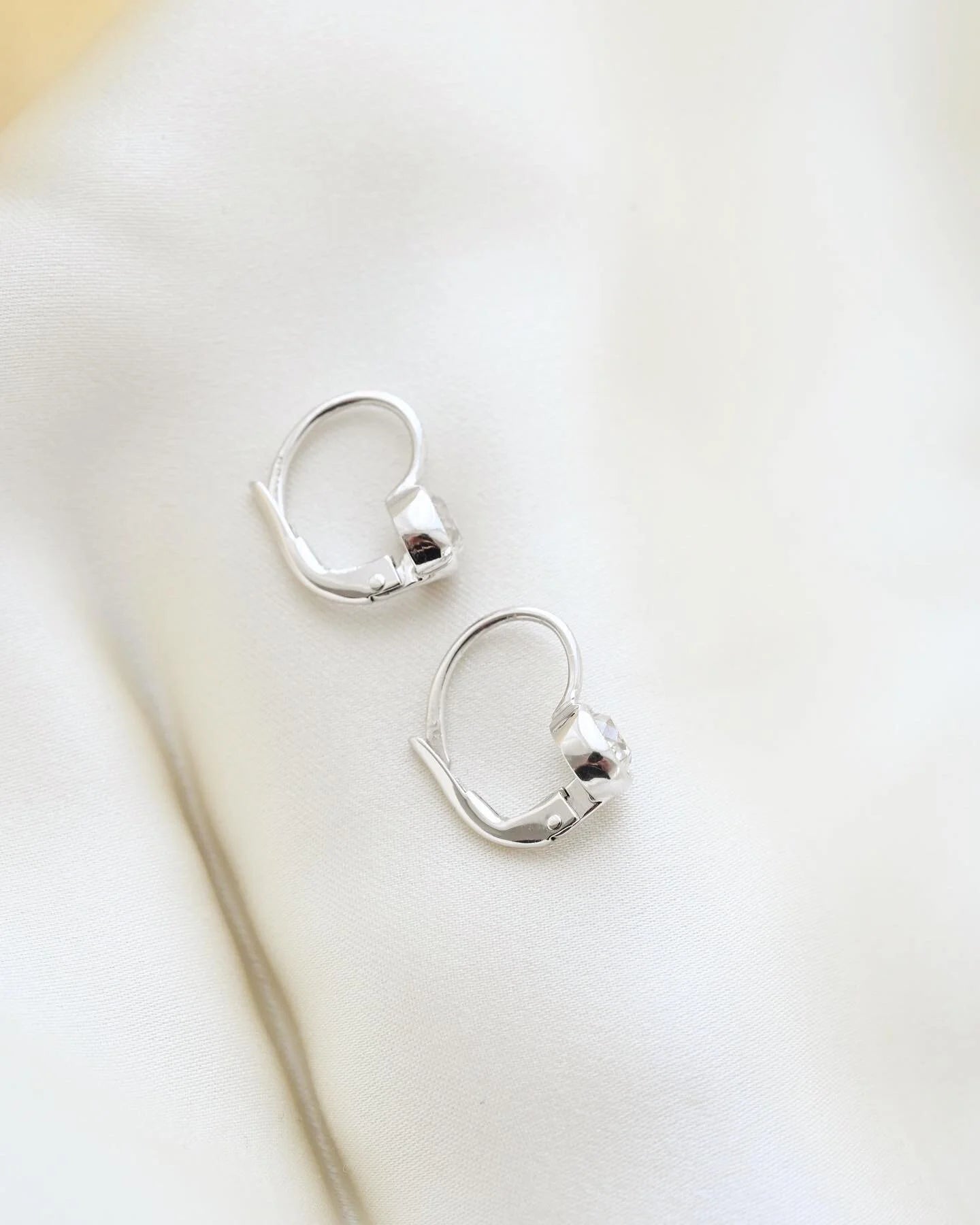 Divine Old Mine Cut Diamond Earrings 18K White Gold