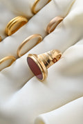 Antique Edwardian Signet Ring Red Agate 18K Gold Sweden 1908