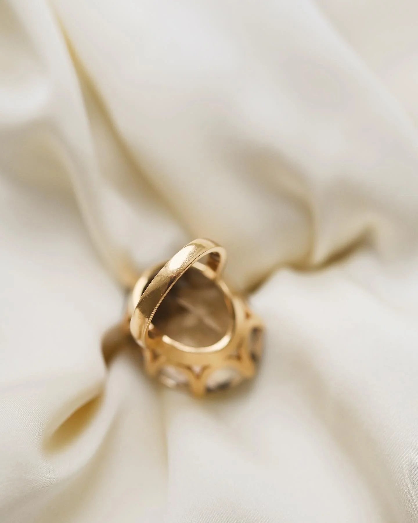 Swedish Vintage Cocktail Ring w Huge Coffee Citrine Quartz 18K Gold 1973