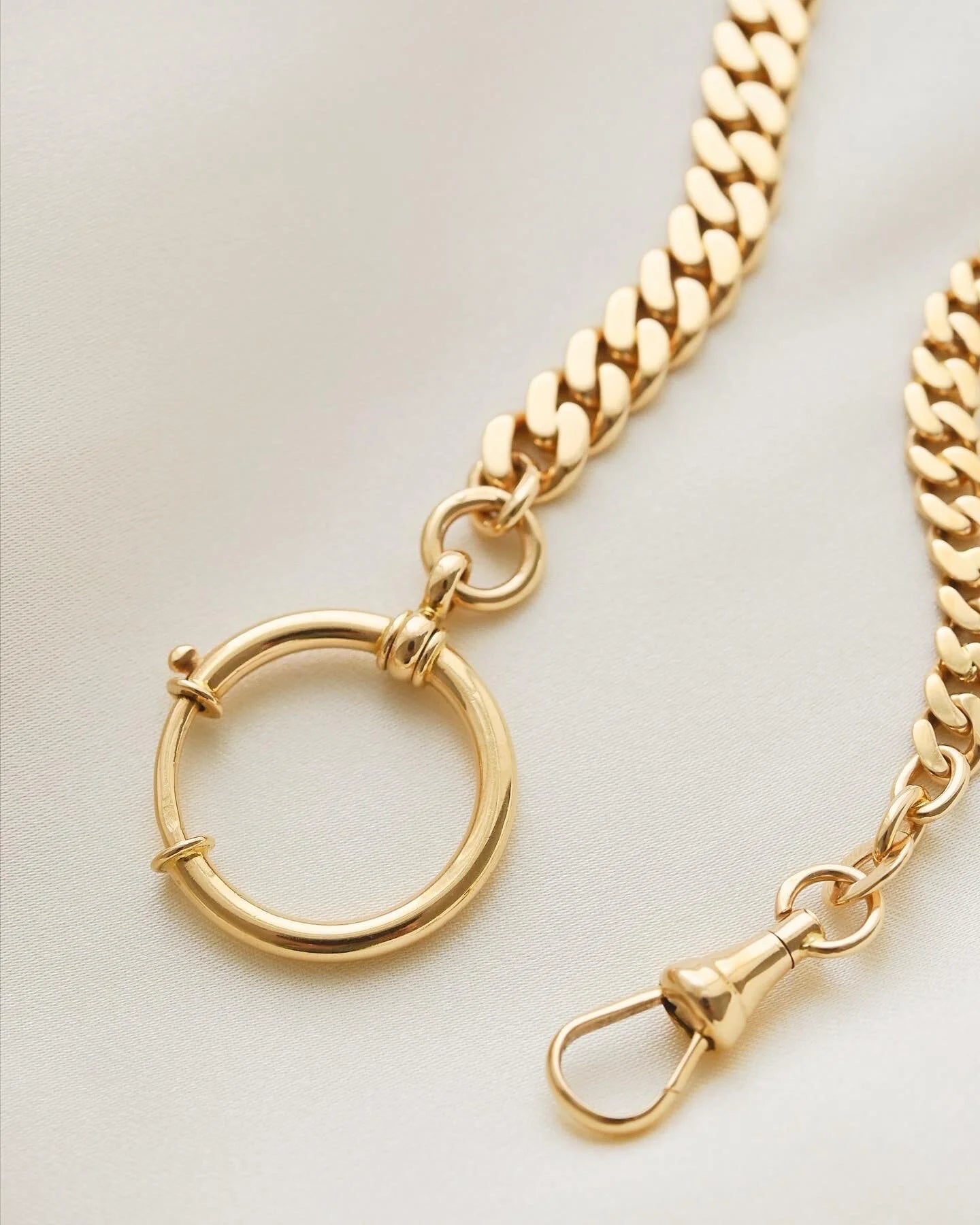 Antique Swedish Curb Link Watch Chain 18K Gold 1920s
