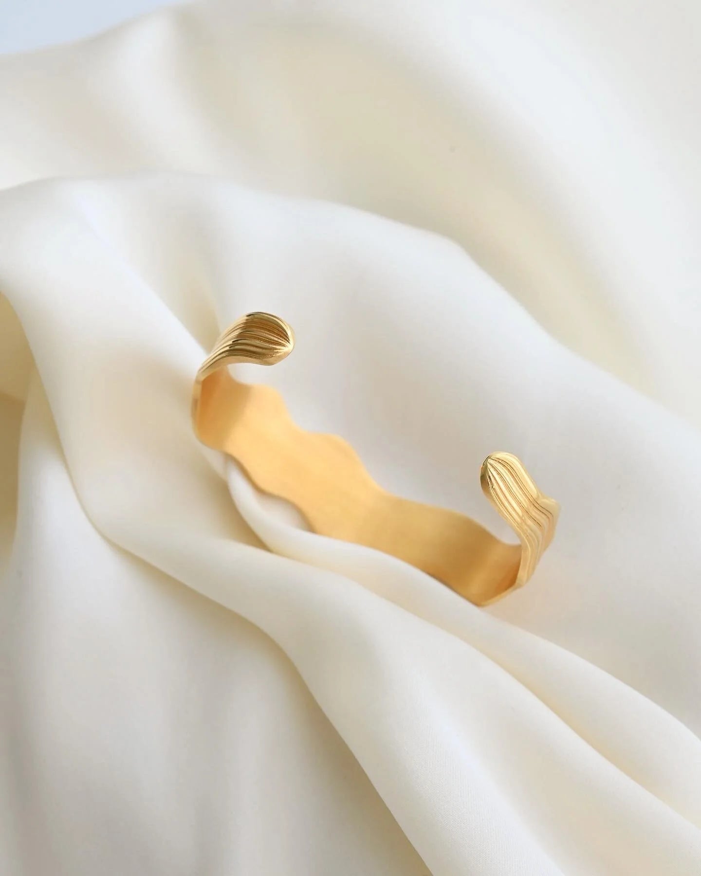 From Personal Collection Contemporary Swedish Cuff Bracelet Silver 18K Gold Over