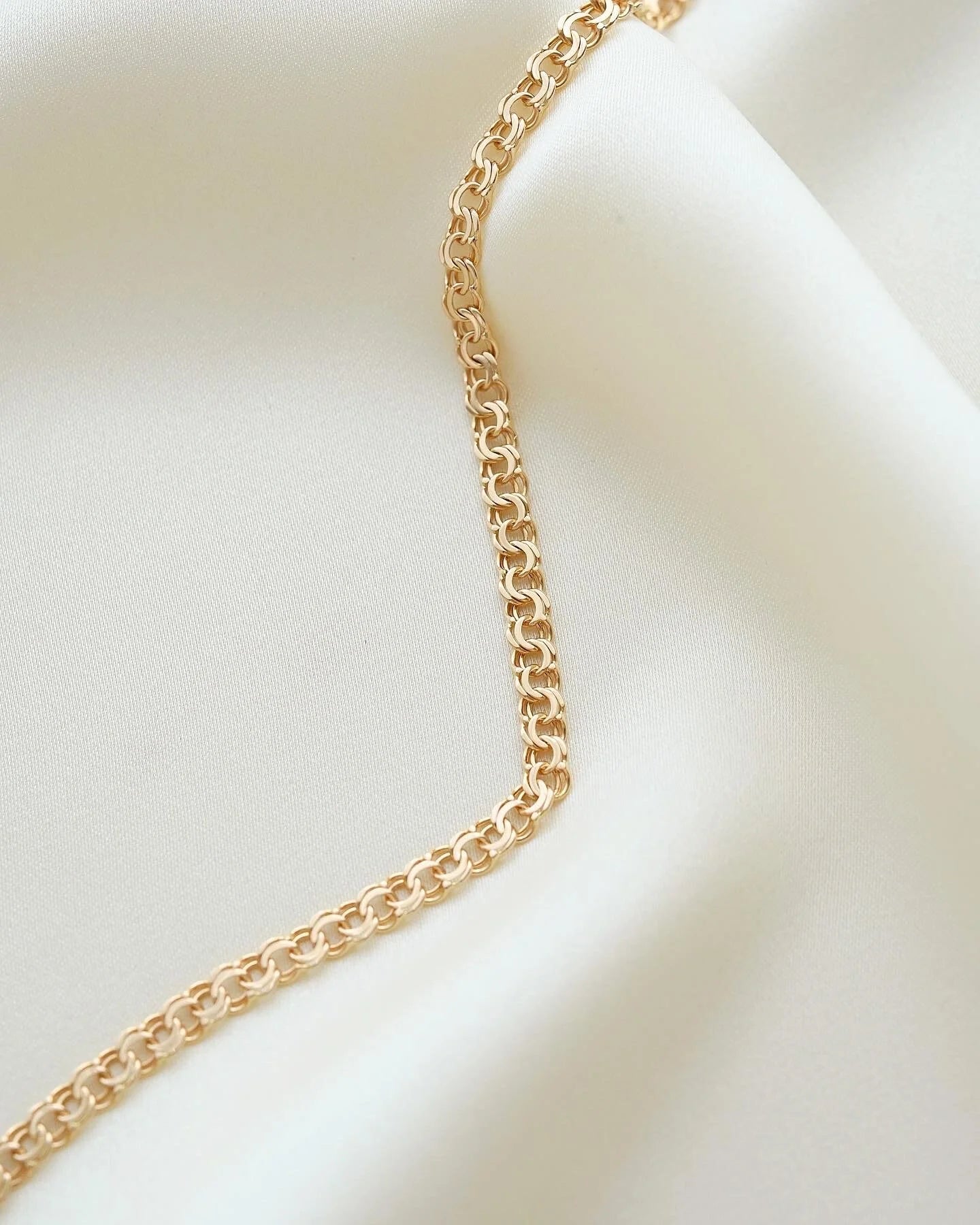Irresistible Swedish Baby Brick Link Necklace by Ceson 18K Gold