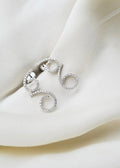 Amazing One of a Kind Diamond Earrings Swirl Dangle Design by Poul Klarlund Denmark 1990s 18K White Gold