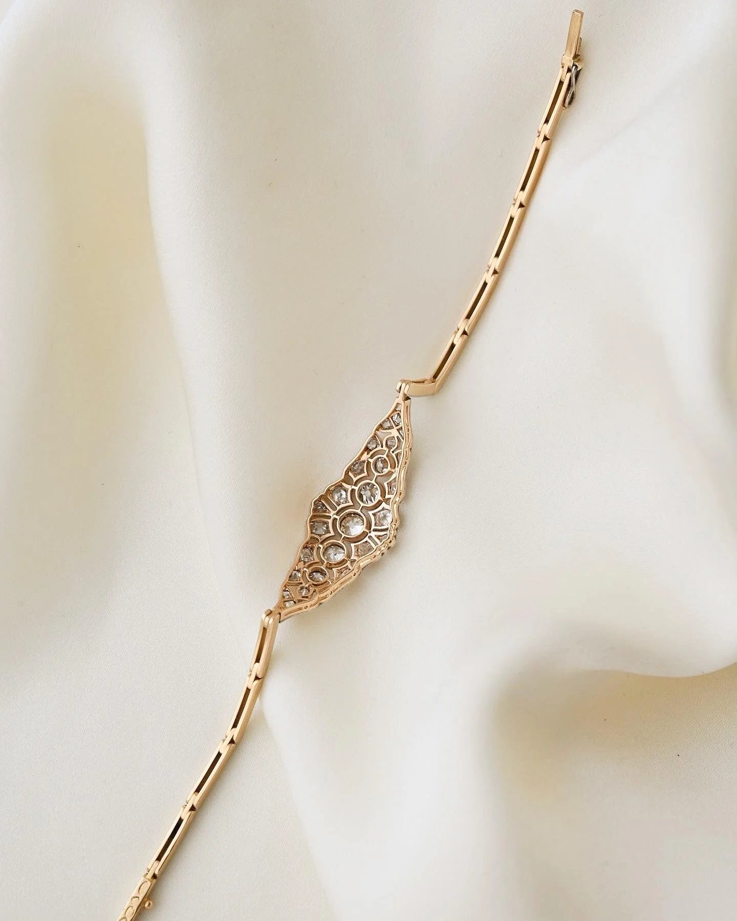 The Best Antique Art Deco Bracelet w 1.30 carats Diamonds 18K Gold